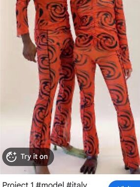 Red Swirl Print Trousers